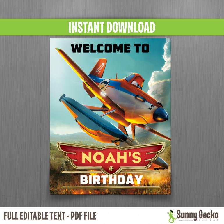 Planes Fire And Rescue Birthday Welcome Sign